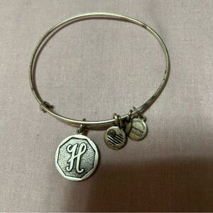 Alex and Ani Silver Initial H Charm Bangle
